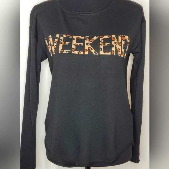 Rachel Zoe Black Cashmere Blend Animal Print "Weekend" Sweater - Size S - Picture 1 of 6